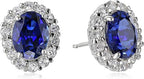 Oval White Sapphire Stud Earrings | White Gold