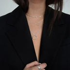 Open Circle Three Row Necklace | White Gold