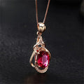 Exquisite Red Crystal Gold Necklace | Gold