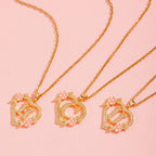 Floral Charm Initial Necklace | Gold