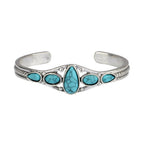 Turquoise Teardrop Open Bracelet | White Gold
