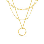 Open Circle Three Row Necklace | Gold