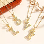 Initial Crown Necklace | Gold