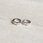 Crystal Cluster Huggies | White Gold