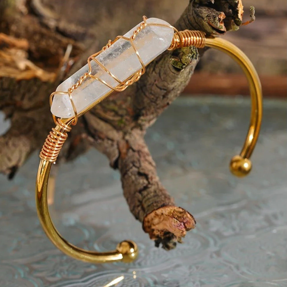Vintage Gold Wire Wrapped Crystal Bracelet